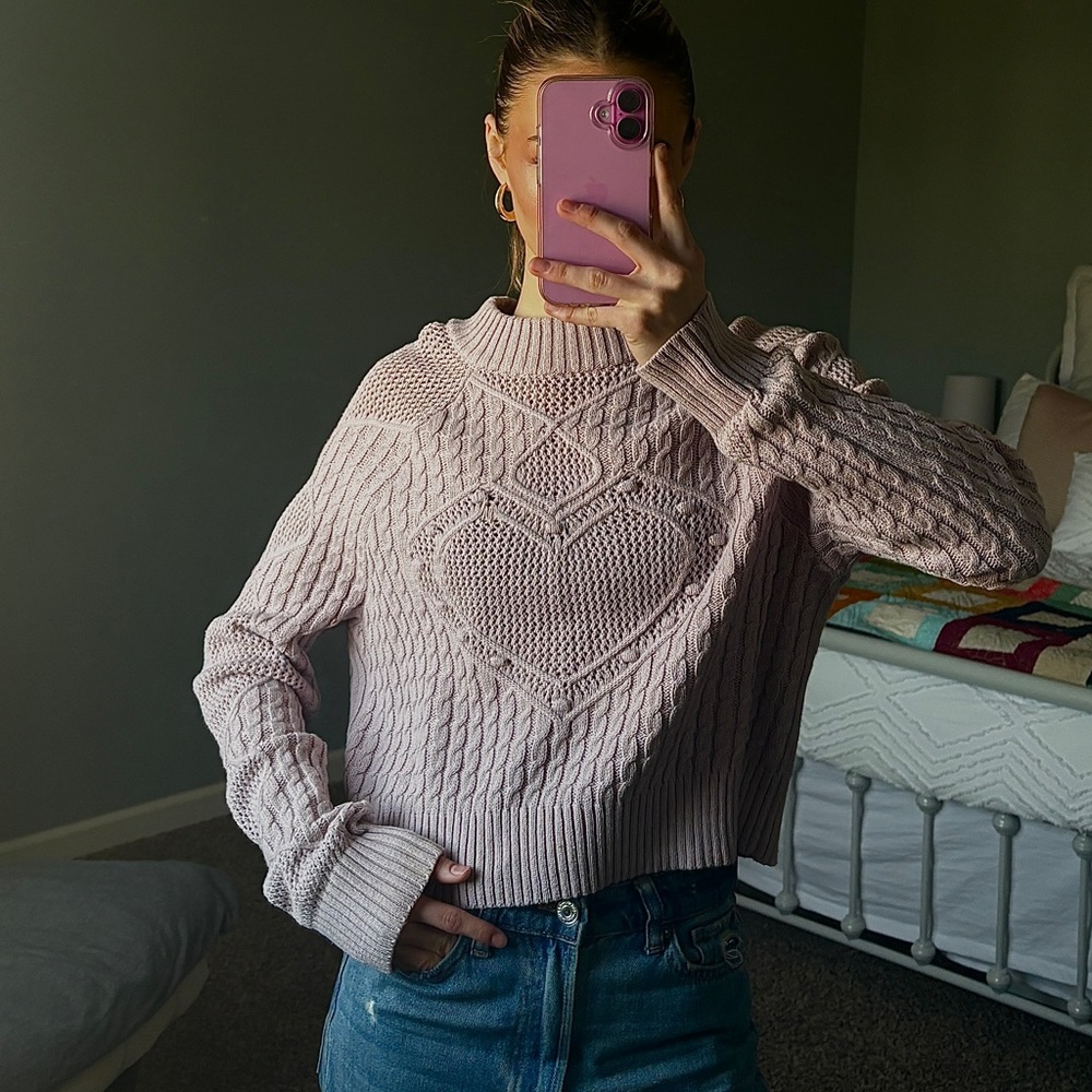 Pacsun Beverly and Beck Lovely Heart Mock Neck Sweater